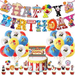 Party Decoration 1set Circus Birthday Balloons Magic Clown Banner Air Globos For Carnival Decor Supplies Baby Shower Decorations