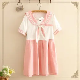 Party Dresses 2024 Japanese Style Sweet Women's Lovely Baggy Dress Loose Sailor Colar Preppy Clothes P1477