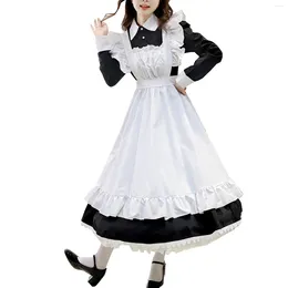 Casual Dresses Halloween Costumes Women's Lolita Maid Dress Vintage Outfits Cosplay Japanese Anime Girl Long Sleeve Ruffles Apron