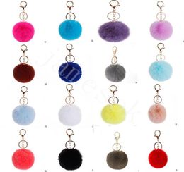 37 Colors 8cm Imitate Rabbit Fur Ball Keychain Pom Pom Car Keychain Handbag Keychain Fluffy Faux Rabbit Fur Key Ring DB1873681035