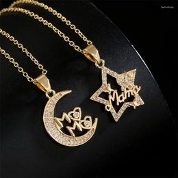 Pendant Necklaces Fashionable Copper Gold-plated Zirconia Necklace Star Moon MAMA Letter For Women Mother's Day Jewelry Gifts