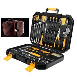 New 127 pcs Set Socket Wrench Tool Set Auto Repair Mixed Tool Combination Package Hand Tool Kit with Plastic Toolbox Storage Case3888102