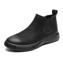 Microfiber Leather Boots Men Black Boot Man Moda Botas Hombre Outono Slip de inverno