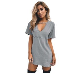 Urban Sexy Dresses Deep V sexy summer womens loose solid color pendant neck party beach sun skirt d240510