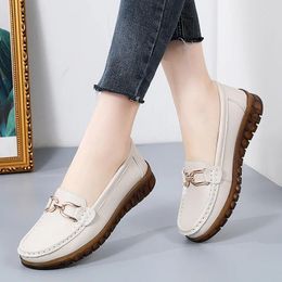 Casual Shoes Leather Women's Slip- On Loafers Ladies Black Moccasins Sneakers Comfortable Flat