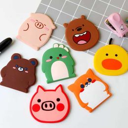 Compact Mirrors Cartoon Mini Mirror Portable Makeup Cute Girl Gift Silicone Fixed Pocket Q240509