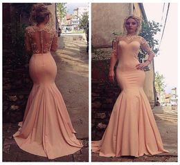 O Neck Half Sleeves Mermaid Evening Dresses Pink Lace Appliques See Through Sexy Slim Arabic Zuhair Murad Evening Gowns 2016 Top S8389796