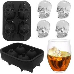 Cavity Skull Head 3D Mould Skeleton Skull Form Wine Cocktail Ice Silicone Cube Tray Bar Accessories Candy Mould Wine Coolers EWC2106904855