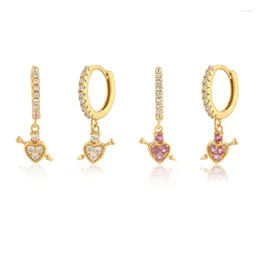 Dangle Earrings Fashion Cupid's Sword Love Pendant Pink Pave Clear Zircon Piercing Drop Earring Wedding Gift Valentiens Clips Pendientes