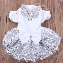 Dog Apparel Luxurious Pet Dress Wedding Dresses Flowers Sequins Design Cat Puppy Princess