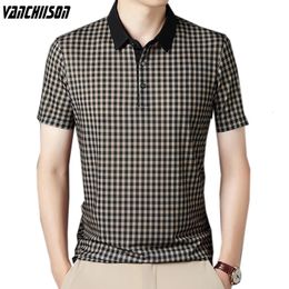 Men Polo Shirt Tops Short Sleeve for Summer Retro Vintage Plaids Casual Plus Size 3XL 4XL 100kg Solid Color 00398 240509