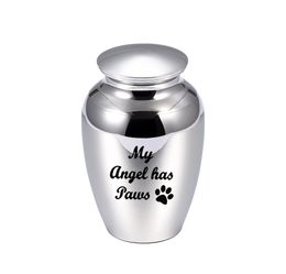 45x70mm Cremation Ashes Urn for Pets Human Mini Ashes Keepsake Urn Aluminium alloy Memorial Funeral JarMy Angel Has Paws8373791