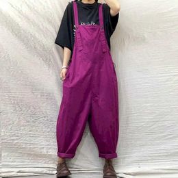 Women's Jumpsuits Rompers Cotton Jumpsuits for Women Solid Overalls Oversized One Piece Outfit Women Rompers Loose Korean Fashion Casual Vintage Playsuits Y240510