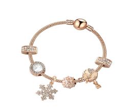 2020 rose gold alloy charm bracelet women fashion ladies snowflower pendants bracelets DIY personality festial gift accessories5064425725