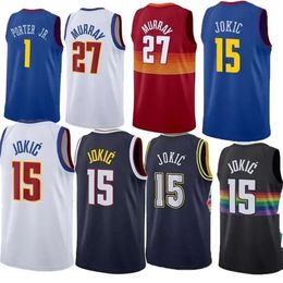 Nikola 15 Basketball Jokic Jersey Jamal Murray Denvers Michael Porter Jr. Jerseys 2024 Basketball Shirt