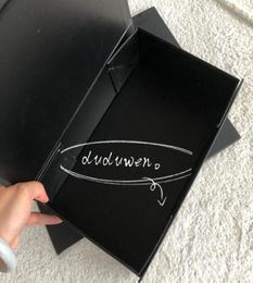 27X17X8CM black color paperboard folden C bag packing box printed letter jewerly storage case magnetic closure26859304543103