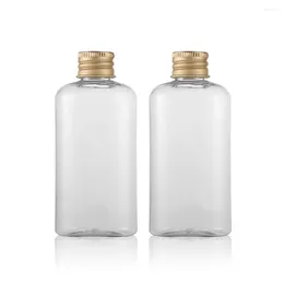 Storage Bottles 100ml Oval Bottle With Gold Aluminium Lid Empty Plastic Face Skin Toner PET Container