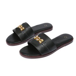 Crystal Buckle Flat Slides Slippers Designer Slipper Women Summer Sandals Beach Shoes Open Slides Sandale Open Peep Toes Genuine Leather Easy To Wear Room Shoes