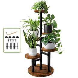 AUGOSTA 5-layer Indoor High Metal Wooden Support, Outdoor Plant Display Stand, Flower Pot Support Suitable for Corner Living Room, Balcony, Garden Terrace