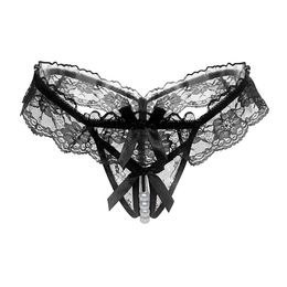 Lace open crotch design beading lady comfortable butterfly knot women G-string triangle short pants lady underwear Thong Panties Sexy Briefs lady clothing