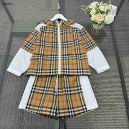 Fashion baby tracksuits Summer kids designer clothes Size 100-160 CM Splicing design hooded sun protection jacket and shorts 24May