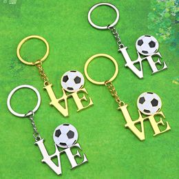 keychains lanyards European Cup Football Keychain Pendant Small Gift I Love Souvenir Metal Car Customization