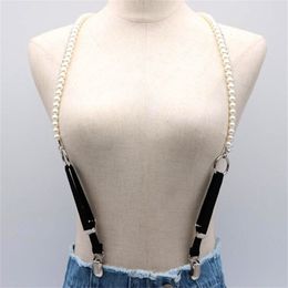 Fashion suspenders women High Quality pearl Leather belts Suspenders male Adjustable 3 metal Clip Belt Strap sexy Suspenders 220509 279x