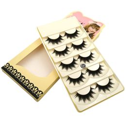 S21S2 5pairsset Fake Eyelashes Extension Professional Thick Plastic Cotton Stalk Black Full Strip False Lashes Synthetic Hair Ma2021664