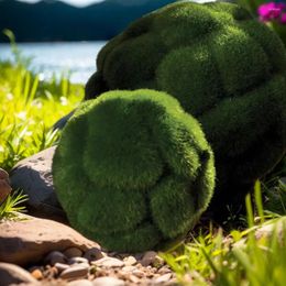 Decorative Flowers Artificial Fake Moss Ball Eternal Life Green Plants Grass Landscape Crafts Mini Straw Mattress For Home Garden El