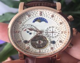 luxury mens watches business Top brand mechanical automatic watch Genuine Leather band Diamond daydate Moon Phase movement wristwa5225547