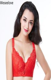 Bras Weseelove Soutien Gorge Femme Bra Plus Size Women Push Up Bralette Red Adjustable Large Cup Thin Lace Woman X1724043006