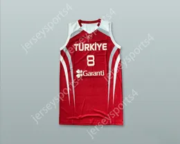 CUSTOM NAY Mens Youth/Kids ERSAN ILYASOVA 8 TURKEY RED BASKETBALL JERSEY TOP Stitched S-6XL