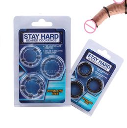 3Pcs Silicone Beaded Penis Rings Delaying Ejaculation Cock Rings Lock Ejaculation Constriction Donuts Sex Rings for Men1651344