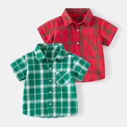 T-shirts 2017 Summer Polo Shirt Pure Green/Red Childrens T-shirt Boys and Girls T-shirt Preschool ClothingL2405