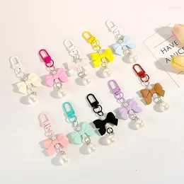 Keychains 1PCS Bow Candy Colour Pendant Keyring Fashion Keychain Headphone Cases Charm Bag Handbag Accessories