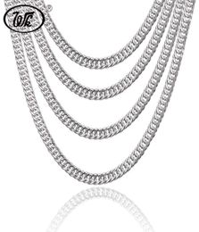 WK Genuine 925 Sterling Silver Cuban Curb Men Chain Necklace Hip Hop Rapper Mens Chains 4MM 5MM 6MM 7MM 18 20 22 Inch W9 NM0039771026