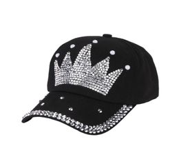 Women new fashion baseball cap hats handmade rhinestone beads Hat Pearl Crown Female Baseball Cap Snapback Sports Sun Hat6406397