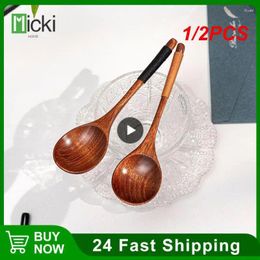 Dinnerware Sets 1/2PCS Coffee Spoon Small Round Natural Wood Soup Wooden Kitchen Accessories Teaspoon Home Tableware