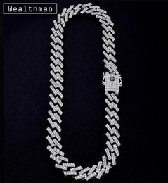 15mm Iced Out Prong Miami Curb Cuban Link Chains Necklaces Ctystal Full Rhinestones Hip Hop Jewellery Necklace for Mens Chain4943058