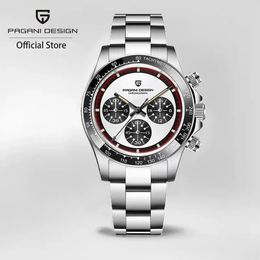 PAGANI DESIGN 2024 Men Quartz Wristwatch Fashion Ceramic Bezel Chronograph Stopwatch Waterproof 100m Stainless Watch for Men 240510