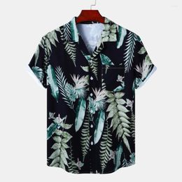 Men's Casual Shirts Hawaiian Flower Harajuku Men Print With Short Sleeve For Fashion Clothing Floral Trend Blouse