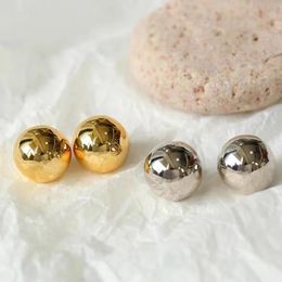 Brass Retro Geo Half Ball Earrings Women Jewelry Punk Party T Show Gown Runway Trendy Korean Japan INS 240510