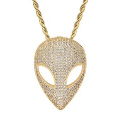 Hip Hop Claw Set CZ Stone Bling Iced Out Solid Alien Pendants Necklaces For Men Rapper Jewelry Drop Pendant2692835