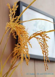 Decorative Flowers 6 PCS Beautiful Artificial Yellow Paddy Rice Plastic Plant Home Decoration Stage Property Gift F318