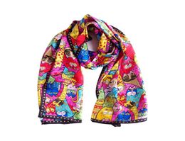 Scarves Colourful Cats Long Scarf Women Sunscreen Soft Thin Printed Natural Silk Wrap Shawl Foulard Femme Bandana Gift For Ladies5092395