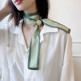 Scarves Womens narrow and thin scarf long silk scarf womens handbag ribbon multifunctional decorative neckline and headband Q240509