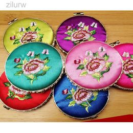 5UM2 Compact Mirrors Pocket novel Christmas gift traditional Chinese silk embroidered makeup mirror d240510