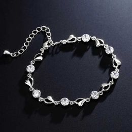 Wedding Bracelets UILZ Trendy Shiny Crystal Bracelets For Women Luxury Cubic Zirconia Silver Color Chain Bracelet Wedding Bride Jewelry