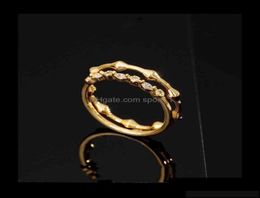 Wedding Jewelrybrass With 18 K Gold Zircon Band Statement Rings Set Designer T Show Club Cocktail Party Ins Rare Elegance Japan Ko4212449