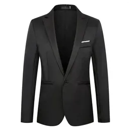 Men's Suits Mens Business Suit Turn-Down Collar Long Sleeve Slim Elegant Formal Western-Style Clothes Solid Colour Cocktail Overall Garment